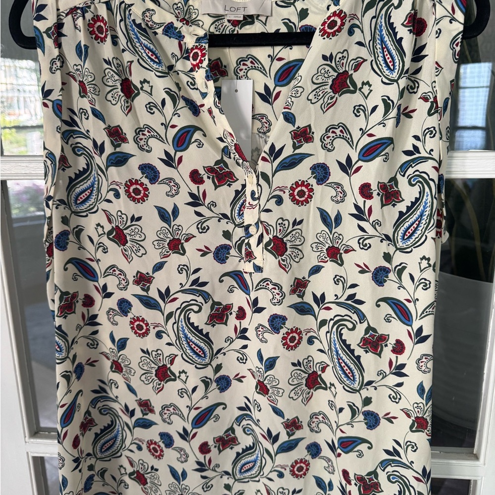 LOFT Floral Paisley Women's Blouse - Red, Blue, Cream